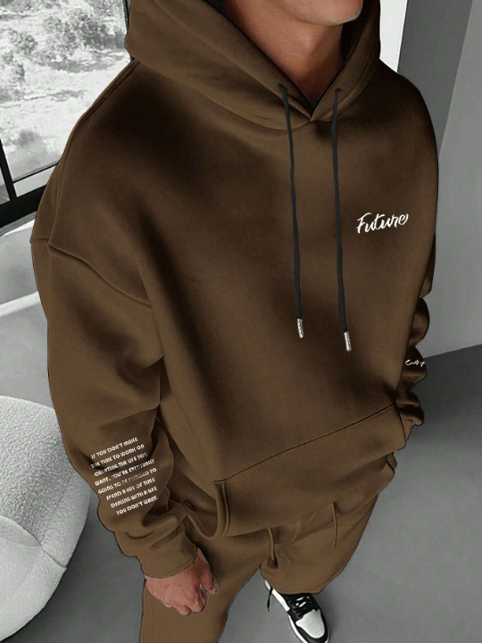 Manfinity Hypemode Men's Slogan Printed Hoodie With Drawstring