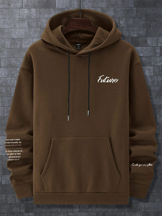 Manfinity Hypemode Men's Slogan Printed Hoodie With Drawstring