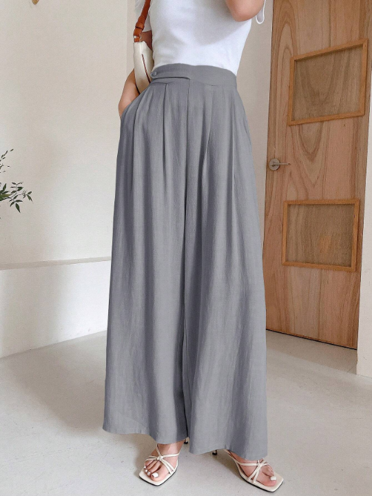 DAZY Solid Color Wide Leg Pants