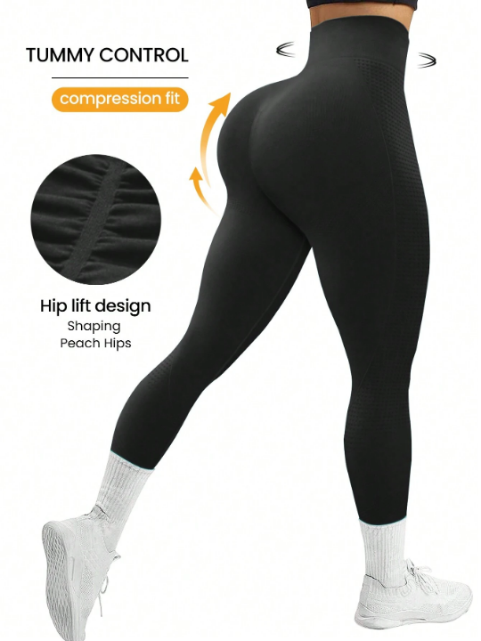 Yoga Basic Solid Tummy Control Sports Leggings