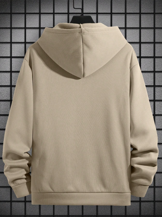 Manfinity EMRG Men's Loose Fit Letter Printed Zipper Hoodie With Kangaroo Pocket