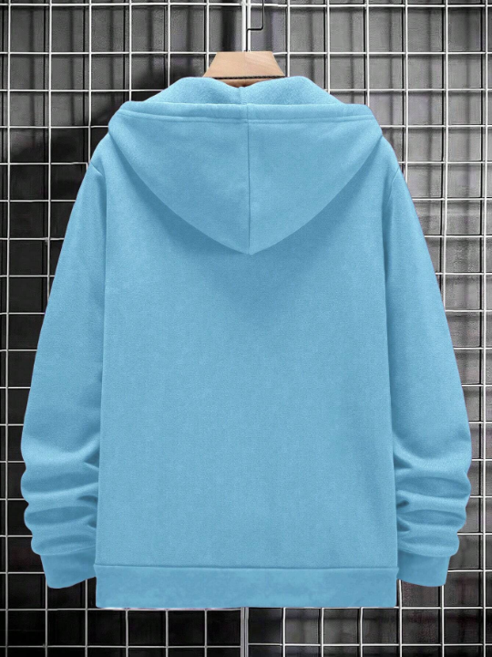 Manfinity EMRG Loose Fit Men's Hoodie With Letter Print And Zipper Front