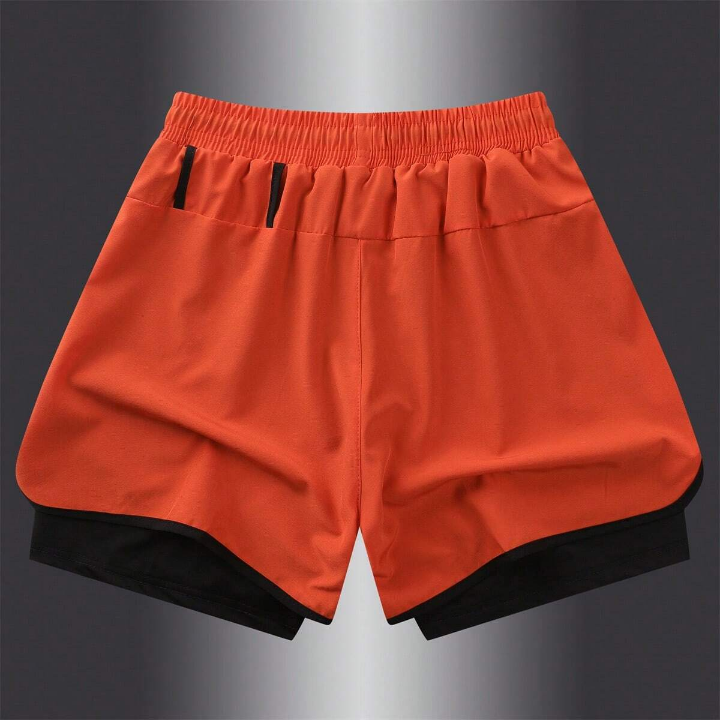 Summer Running Shorts With Quick-Dry And Detachable Inner Lining, Training 3/4 Pants For Men Gym Fitness Brown Shorts