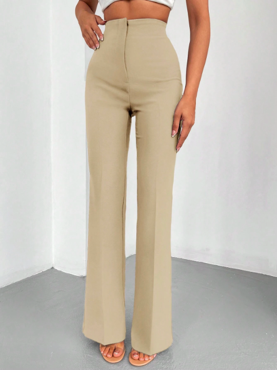 Solid Color Casual Flared Trousers