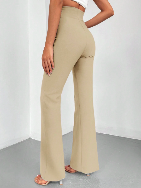 Solid Color Casual Flared Trousers