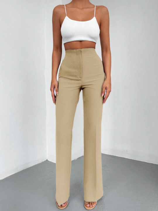 Solid Color Casual Flared Trousers