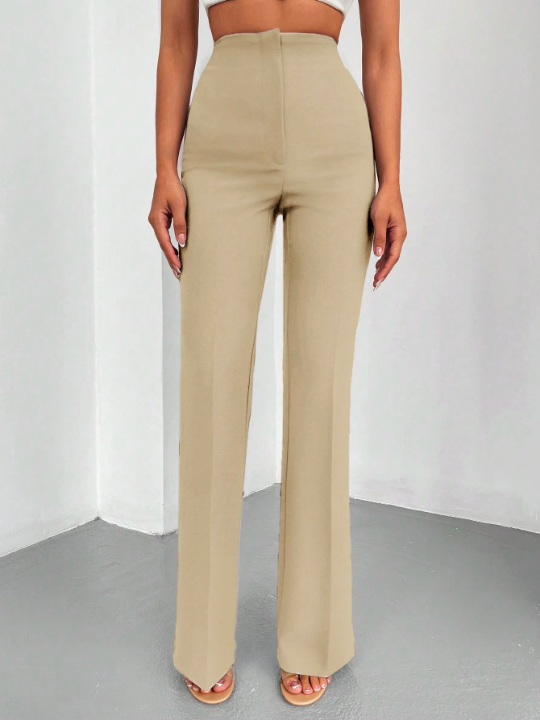 Solid Color Casual Flared Trousers