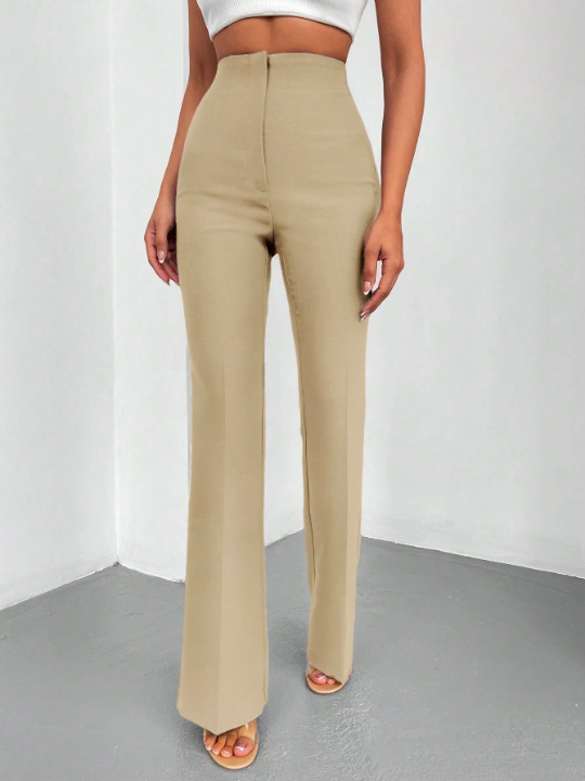 Solid Color Casual Flared Trousers