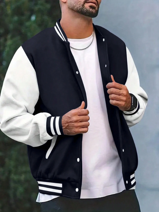 Men's Color Block College Style Jacket