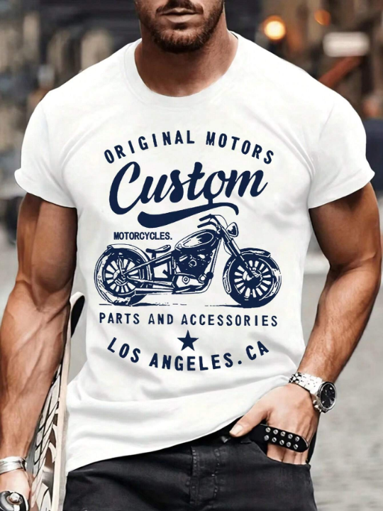 Men's Motorcycle Printed Short Sleeve T-Shirt