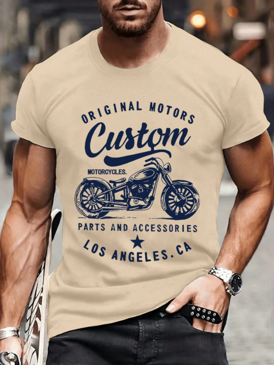 Men's Motorcycle Printed Short Sleeve T-Shirt