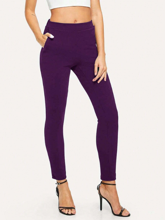 Essnce Ladies Solid Color Slim-Fit Long Pants