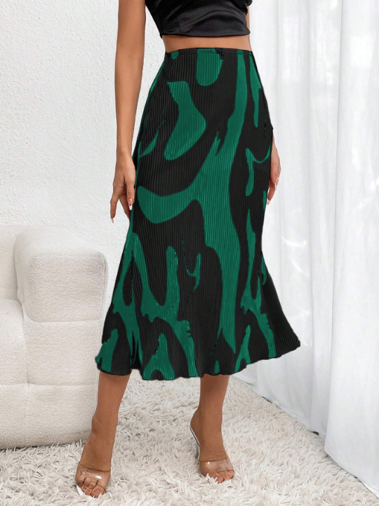 Privé Women's High Waist Printed Midi Skirt