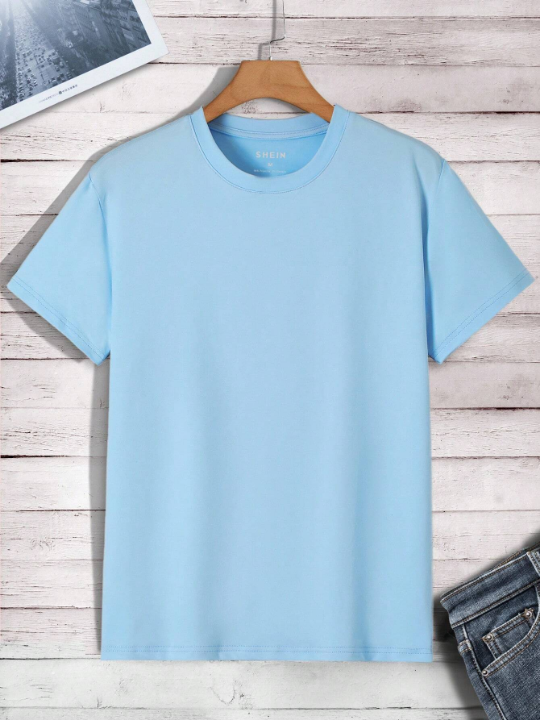 Men's Solid Color Round Neck Short Sleeve T-Shirt