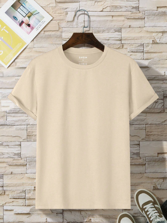 Men's Solid Color Round Neck Short Sleeve T-Shirt