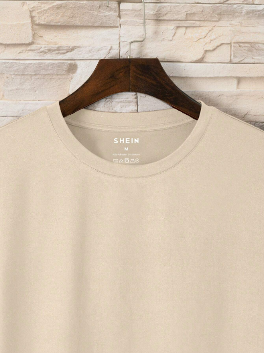 Men's Solid Color Round Neck Short Sleeve T-Shirt