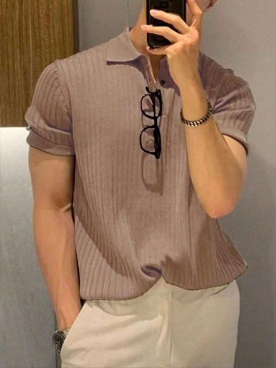 Manfinity Hypemode Men's Ribbed Short Sleeve Polo Shirt