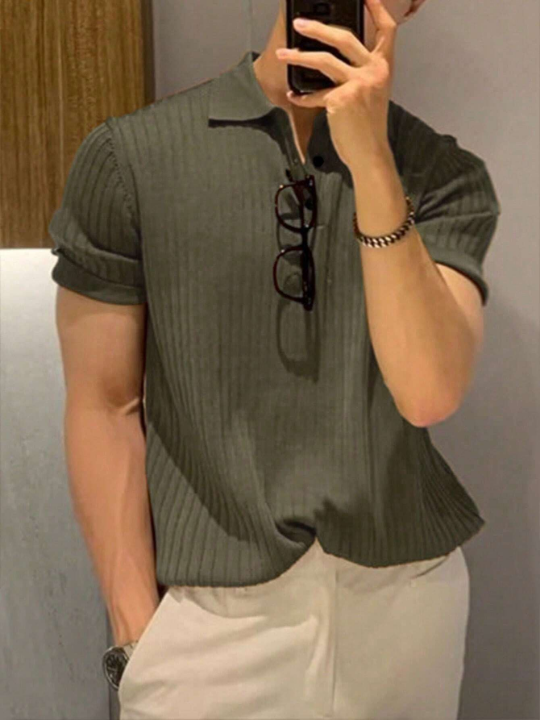 Manfinity Hypemode Men's Ribbed Short Sleeve Polo Shirt