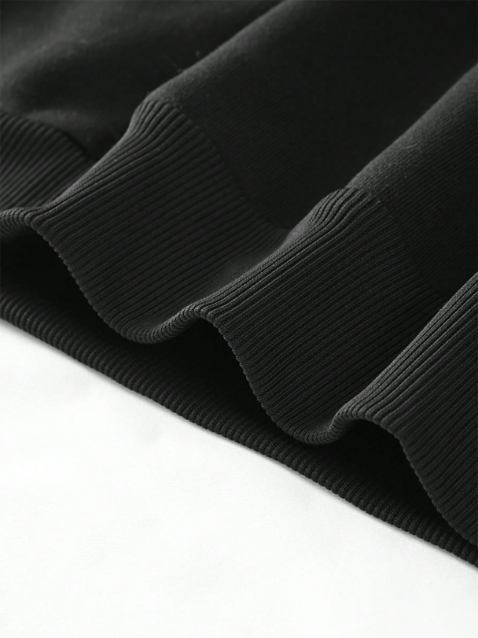 Manfinity Homme Men's Letter Printed Drawstring Hooded Fleece Sweatshirt