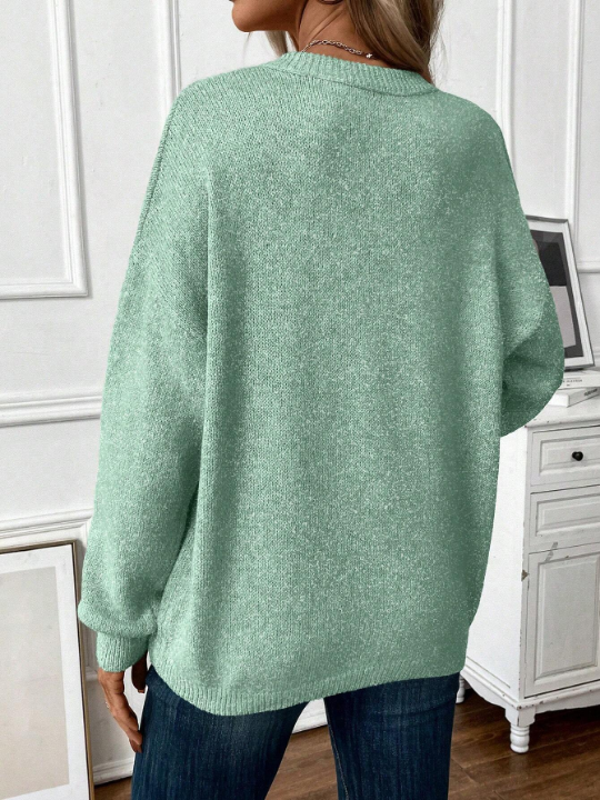 Frenchy Women's Solid Color Drop Shoulder Casual Sweater