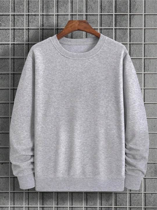 Men's Solid Color Round Neck Long Sleeve Sweatshirt