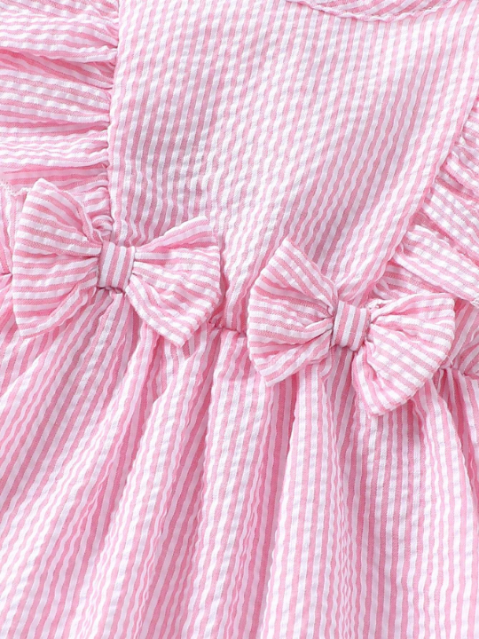 Baby Girl's Bowknot Decor Ruffle Edge Trim Dress