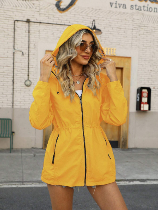 Women's Spring/Fall Double-Sided Casual Hooded Lightweight Printed Jacket