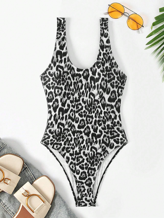 Ladies' One-Piece Leopard Print Swimsuit