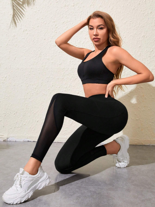 Wide Waistband Sport Leggings With Side Pockets