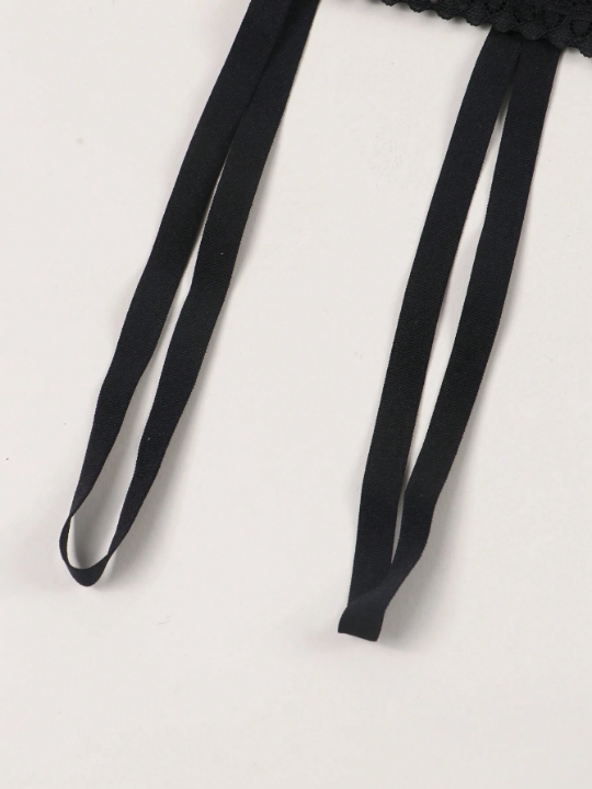 Sexy Women's Lace Belted Open Crotch T-Back Panties