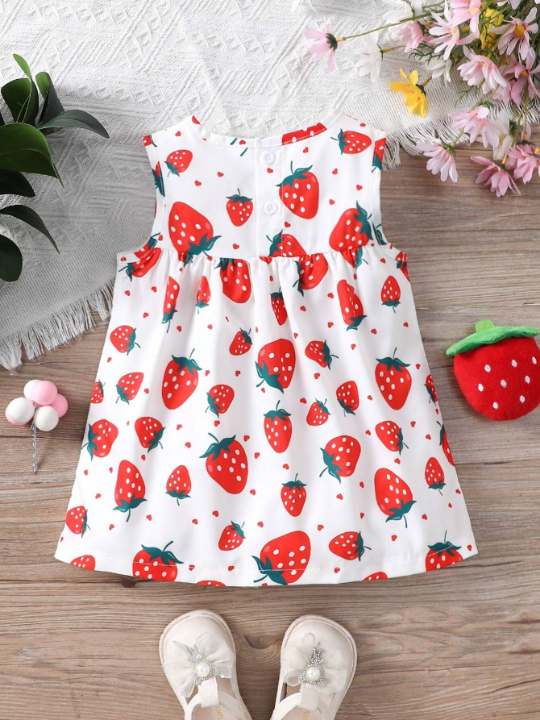 Baby Girl Strawberry Printed Sleeveless Dress