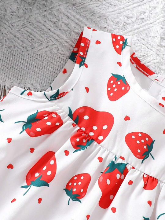 Baby Girl Strawberry Printed Sleeveless Dress