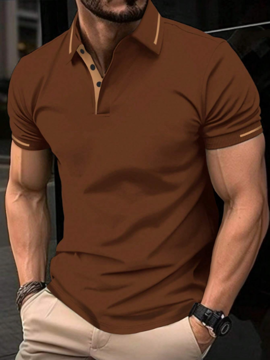 Men's Color Block Short Sleeve Polo Shirt