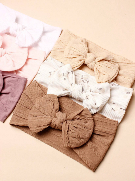 6pcs/Set Early Spring Fashion Baby Nylon Hairband With Decorations, Suitable For Daily Wear