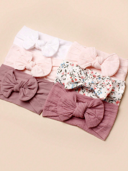 6pcs/Set Fashionable Baby Nylon Decorative Headbands For Daily Use In Early Spring