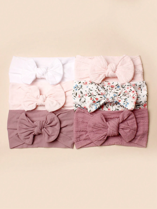 6pcs/Set Fashionable Baby Nylon Decorative Headbands For Daily Use In Early Spring