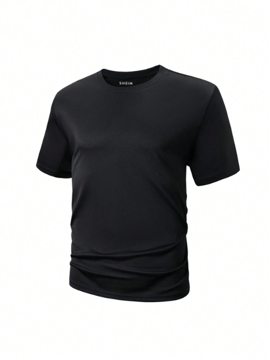 5pcs/Set Men's Solid Color Short Sleeve T-Shirt