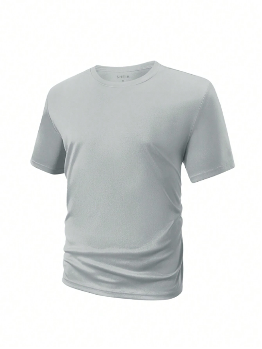 5pcs/Set Men's Solid Color Short Sleeve T-Shirt