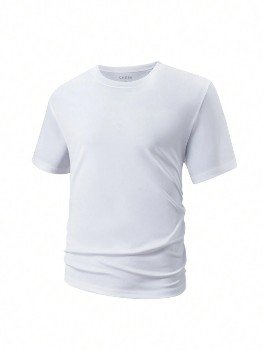 5pcs/Set Men's Solid Color Short Sleeve T-Shirt