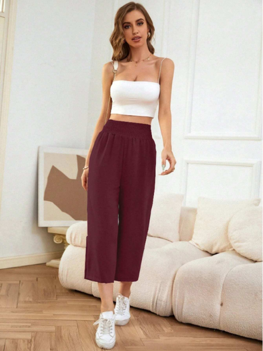 LUNE Loose Fit Casual Elastic Waist 7/8 Length Pants