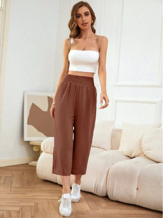 LUNE Loose Fit Casual Elastic Waist Capri Pants