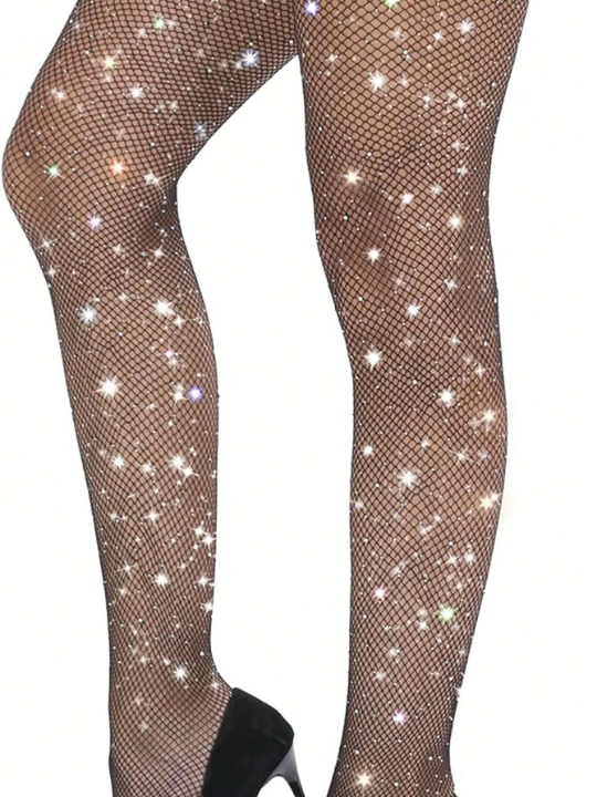 Women's Rhinestone Fishnet Tights Sparkle Fishnet Stockings Carnival Glitter Tights