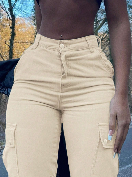 Women's Solid Color Cargo Pants