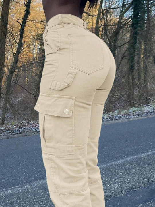 Women's Solid Color Cargo Pants