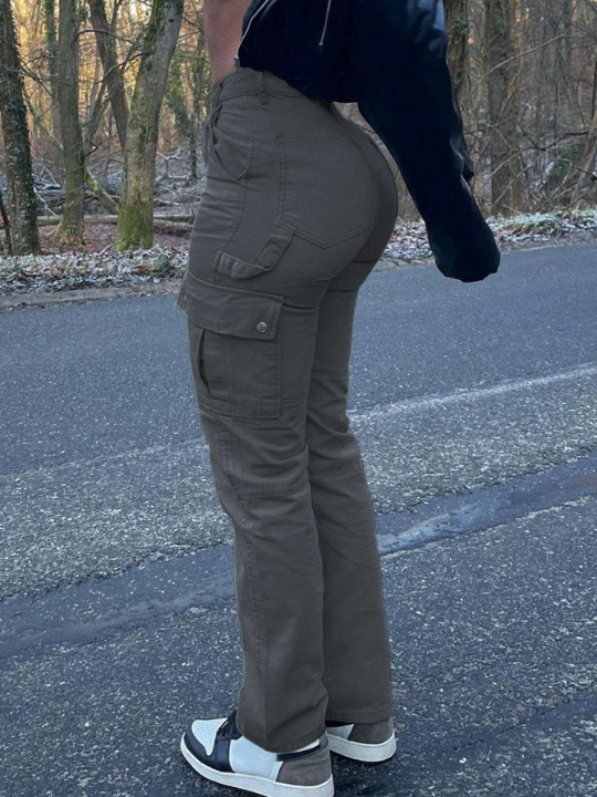 Women's Solid Color Cargo Pants