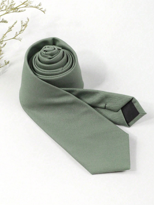 1pc Men's Fashionable Solid Mint Green Tie Made Of Suit Fabric