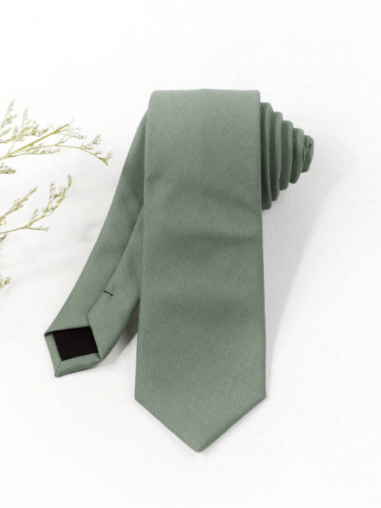 1pc Men's Fashionable Solid Mint Green Tie Made Of Suit Fabric