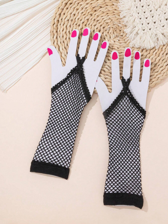 1 Pair Hook Finger Fishnet Sexy Sleeves Suitable For Daily Wear