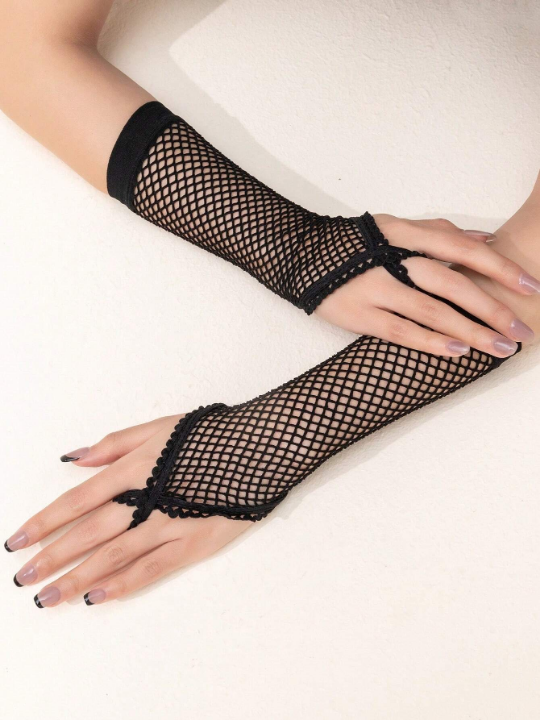 1 Pair Hook Finger Fishnet Sexy Sleeves Suitable For Daily Wear