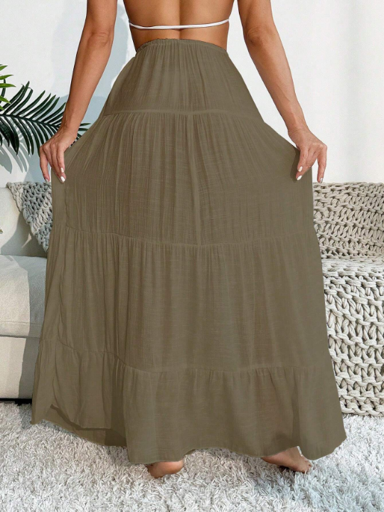 Swim Vcay Solid Color Long Skirt